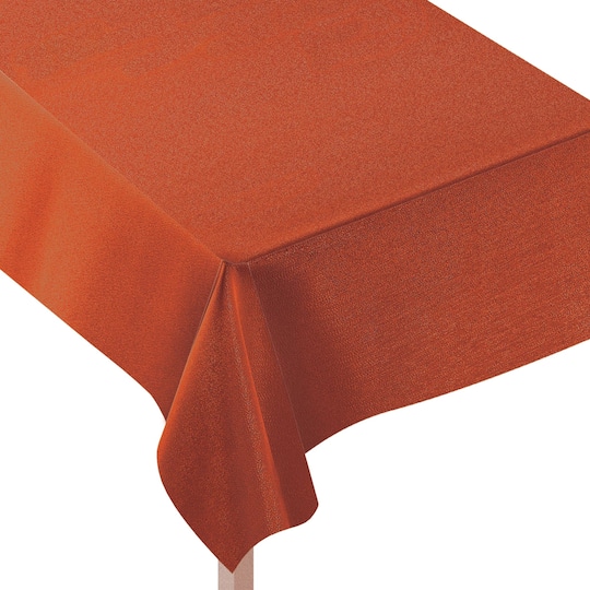 60&#x22; x 104&#x22; Fall Rust Luxury Metallic Fabric Table Cloth